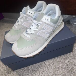New Balance Mint Green and White Sneakers